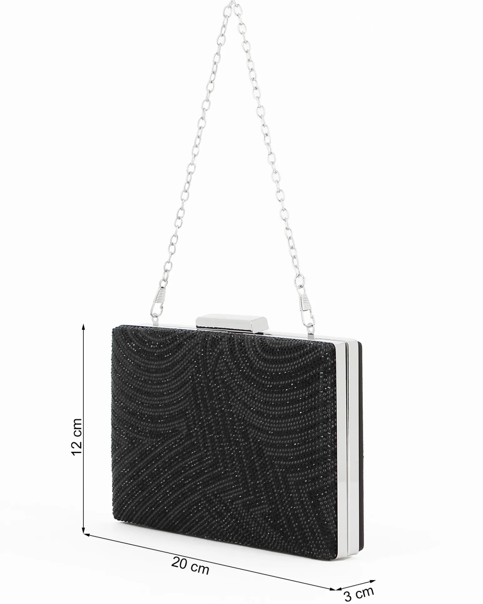 Clutch nera con strass e chiusura in metallo - DIVAS