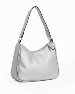 CORTINA POLO STYLE - Borsa a spalla argento con dettaglio borchie, tracolla removibile