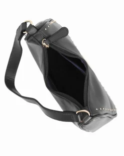 CORTINA POLO STYLE - Borsa a spalla nera con dettaglio borchie, tracolla removibile