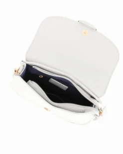 CORTINA POLO STYLE - Borsa a spalla bianca con doppia fibbia sulla patta, tracolla removibile