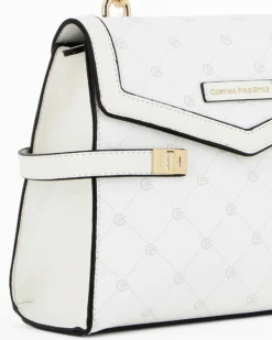 CORTINA POLO STYLE - Borsa bianca a mano con un manico e tracolla removibile