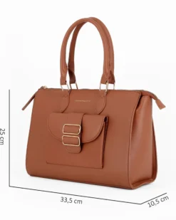 CORTINA POLO STYLE - Borsa due manici cuoio con tasca frontale con doppia fibbia sulla patta, tracolla removibile
