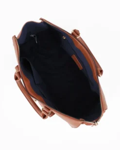 CORTINA POLO STYLE - Borsa due manici cuoio con tasca frontale con doppia fibbia sulla patta, tracolla removibile