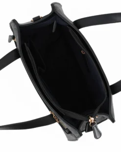 CORTINA POLO STYLE - Borsa due manici nera loggata con tasca frontale, tracolla removibile