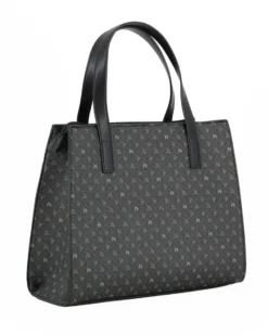 CORTINA POLO STYLE - Borsa due manici nera loggata con tasca frontale, tracolla removibile