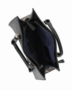 CORTINA POLO STYLE - Borsa due manici nera loggata con tasca frontale, tracolla removibile