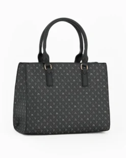 CORTINA POLO STYLE - Borsa due manici nera loggata con tasca frontale, tracolla removibile
