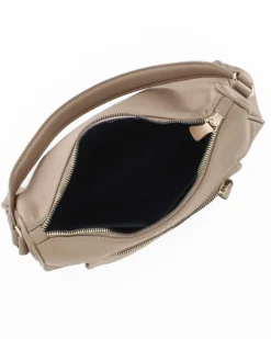 CORTINA POLO STYLE - Borsa mezzaluna un manico taupe con tasca frontale e tracolla removibile