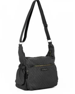 CORTINA POLO STYLE - Borsa nera loggata con tasche laterali arricciate e tasca frontale con chiusura a zip