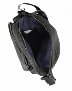 CORTINA POLO STYLE - Borsa nera loggata con tasche laterali arricciate e tasca frontale con chiusura a zip