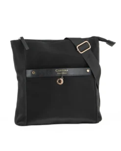 CORTINA POLO STYLE - Borsa nera con tracolla regolabile e tasca frontale