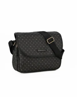CORTINA POLO STYLE - Borsa nera loggata con tracolla e patta