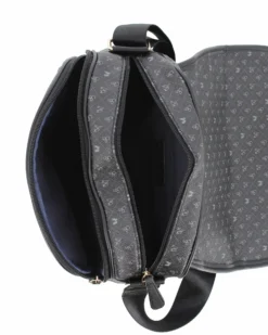 CORTINA POLO STYLE - Borsa nera loggata con tracolla e patta