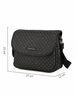 CORTINA POLO STYLE - Borsa nera loggata con tracolla e patta