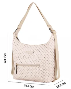 CORTINA POLO STYLE - Borsa sacca/zaino taupe loggato con tasca frontale