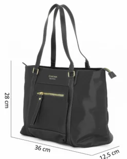 CORTINA POLO STYLE - Borsa shopping nera con tasca frontale e tracolla removibile