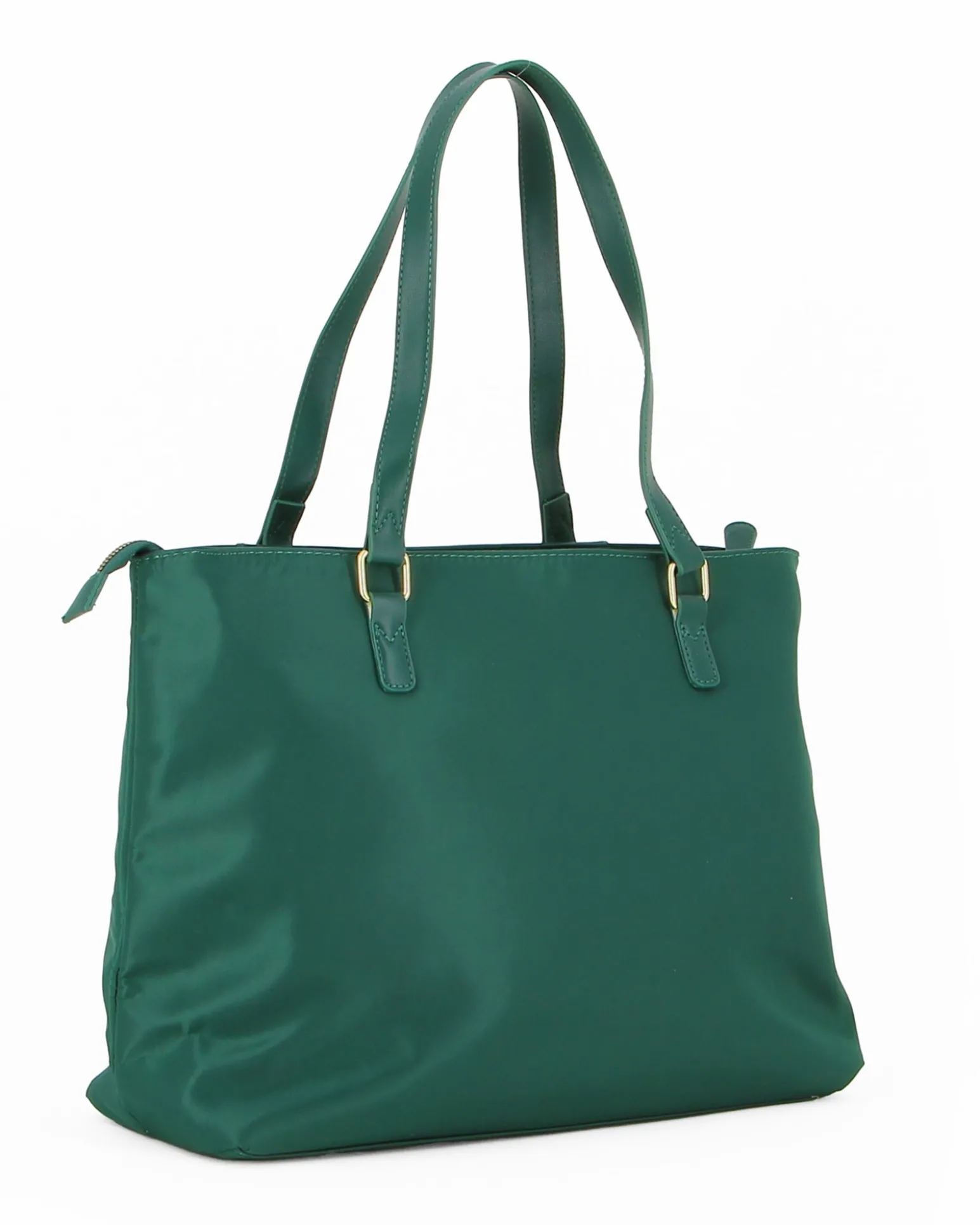 CORTINA POLO STYLE - Borsa shopping verde con tasca frontale e tracolla removibile
