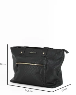 CORTINA POLO STYLE - Borsa shopping nera loggata con tasca frontale