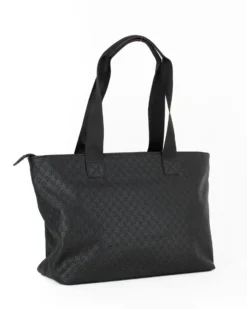 CORTINA POLO STYLE - Borsa shopping nera loggata con tasca frontale