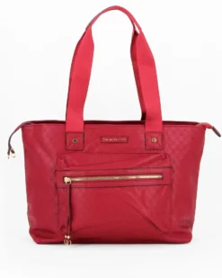CORTINA POLO STYLE - Borsa shopping rossa loggata con tasca frontale