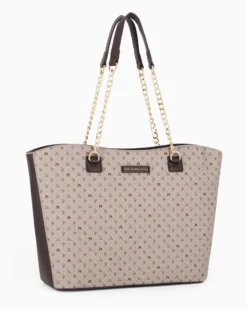 CORTINA POLO STYLE - Borsa shopping marrone manici catena