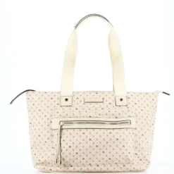 CORTINA POLO STYLE - Borsa shopping taupe loggata con zip frontale orizzontale
