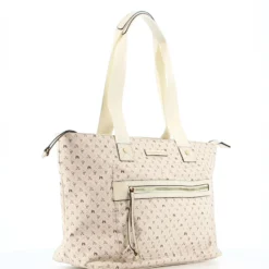 CORTINA POLO STYLE - Borsa shopping taupe loggata con zip frontale orizzontale