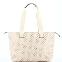 CORTINA POLO STYLE - Borsa shopping taupe loggata con zip frontale orizzontale