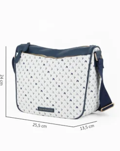 CORTINA POLO STYLE - Borsa taupe loggata con tasca frontale e tracolla regolabile
