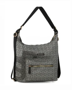 CORTINA POLO STYLE - Borsa/zaino nera con tasca frontale e stampa logo