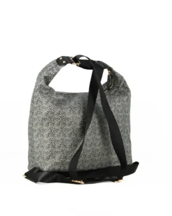 CORTINA POLO STYLE - Borsa/zaino nera con tasca frontale e stampa logo