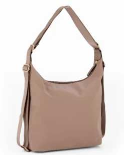 CORTINA POLO STYLE - Borsa/Zaino nocciola con tasca frontale e dettaglio logo pendente
