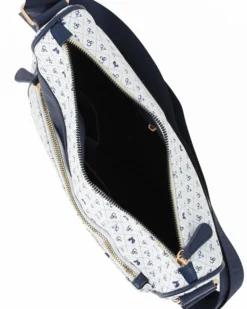 CORTINA POLO STYLE - Tracolla bianca/blu loggata con tasca frontale con zip diagonale
