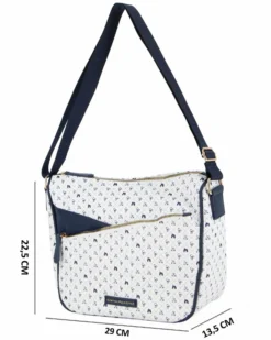 CORTINA POLO STYLE - Tracolla bianca/blu loggata con tasca frontale con zip diagonale