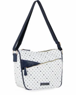 CORTINA POLO STYLE - Tracolla bianca/blu loggata con tasca frontale con zip diagonale