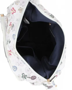 CORTINA POLO STYLE - Tracolla bianca con stampa bici, tasca frontale e taschini laterali elasticizzati