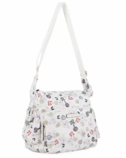 CORTINA POLO STYLE - Tracolla bianca con stampa bici, tasca frontale e taschini laterali elasticizzati