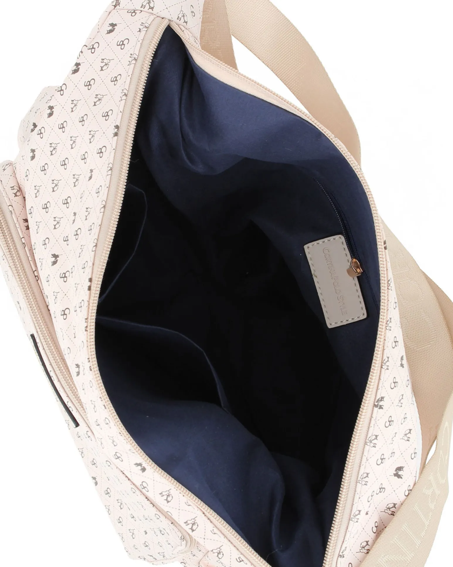 CORTINA POLO STYLE - Tracolla taupe loggata con tasca frontale e taschini laterali elasticizzati