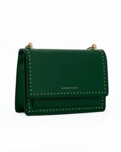 CORTINA POLO STYLE - Tracolla verde con patta e tasca frontale, dettaglio rivetti