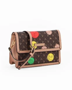 CORTINA POLO STYLE - Tracollina marrone con patta e stampe multicolor