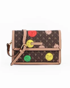 CORTINA POLO STYLE - Tracollina marrone con patta e stampe multicolor