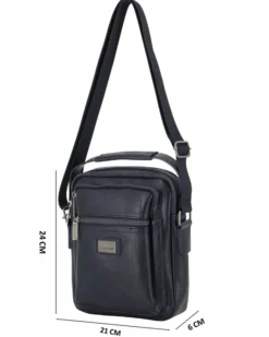COVERI COLLECTION - Borsello blu con manico e doppia tasca frontale