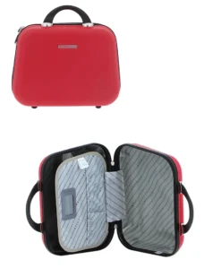 COVERI COLLECTION - TROLLEY ABS ROSSO CON QUATTRO RUOTE DOPPIE E RIGHE ORIZZONTALI