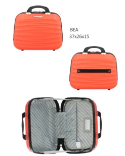 COVERI COLLECTION - TROLLEY ARANCIONE FLUO IN ABS 4 RUOTE CON COMBINAZIONE TSA