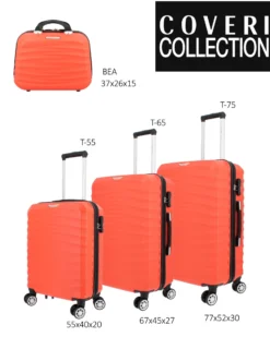 COVERI COLLECTION - TROLLEY ARANCIONE FLUO IN ABS 4 RUOTE CON COMBINAZIONE TSA