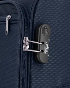 COVERI COLLECTION - TROLLEY BLU IN TESSUTO CON DOPPIA TASCA FRONTALE E 4 RUOTE