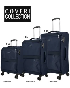 COVERI COLLECTION - TROLLEY BLU IN TESSUTO CON DOPPIA TASCA FRONTALE  E 4 RUOTE