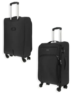 COVERI COLLECTION - TROLLEY NERO IN TESSUTO ESPANDIBILE CON DOPPIA TASCA FRONTALE