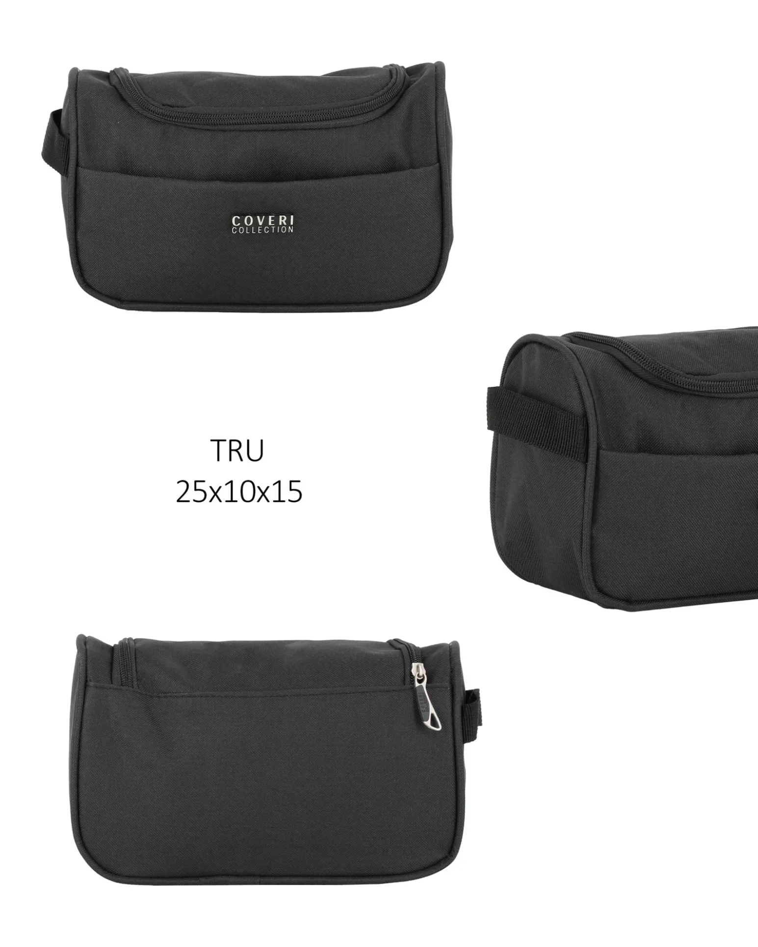 COVERI COLLECTION - TROLLEY NERO IN TESSUTO ESPANDIBILE CON DOPPIA TASCA FRONTALE