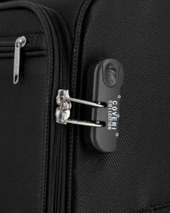 COVERI COLLECTION - TROLLEY NERO IN TESSUTO CON DOPPIA TASCA FRONTALE  E 4 RUOTE